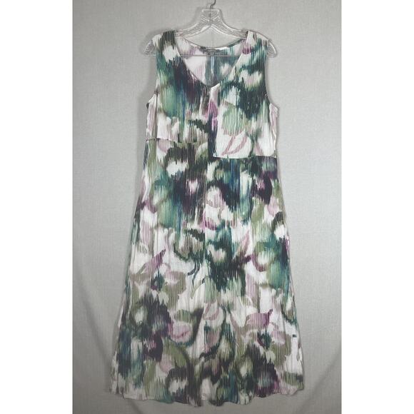 Habitat Tropical Sleeveless Dress Large Colorful Pockets Abstract Art To Wear - Picture 1 of 9